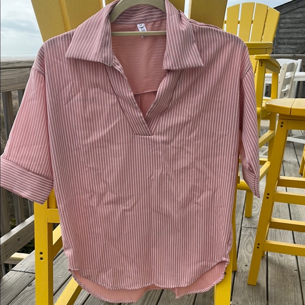 Pink Striped Women's Top Size M NWOT